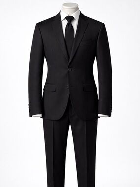 Club Monaco Black Wool Suit 40R/32 Slim Fit 2-Piece Classic